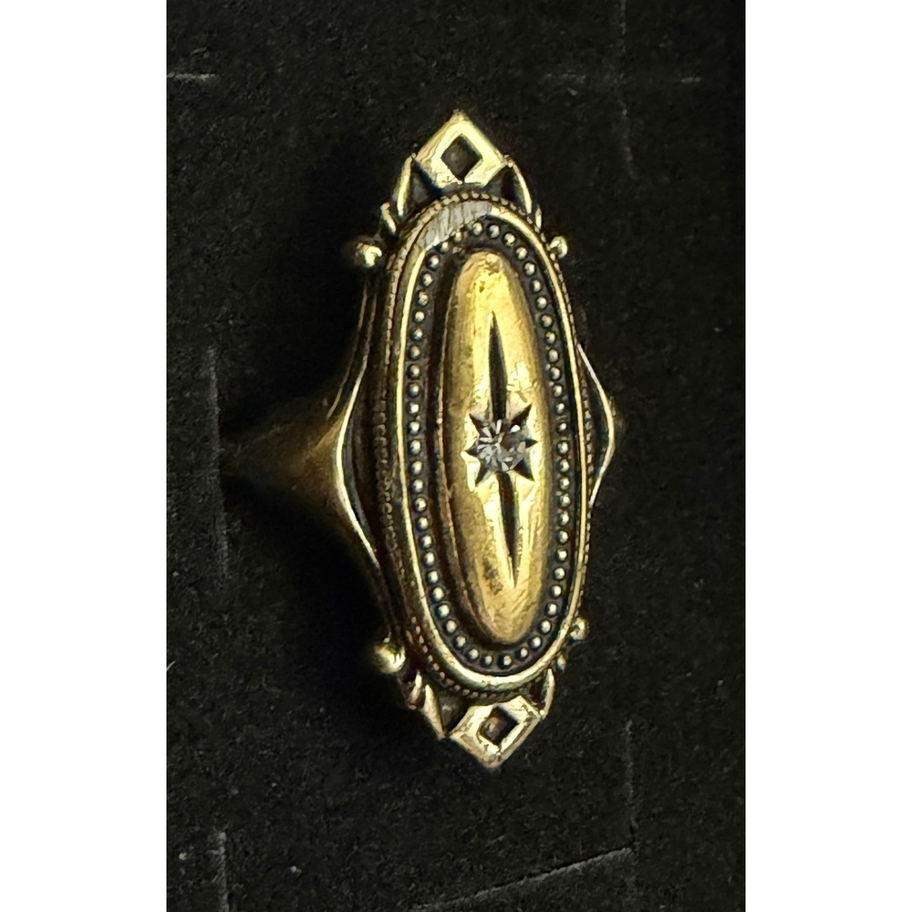 Vintage AVON Kensington Ring Gold Tone Rhinestone Size 5